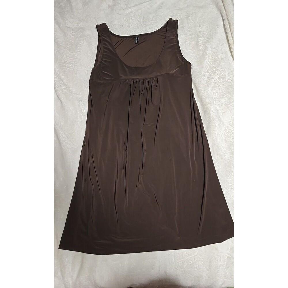 BE CREATIVE MIDI SILK SLEEVELESS DRESS BROWN (NO TAGS FITS LIKE MEDIUM)